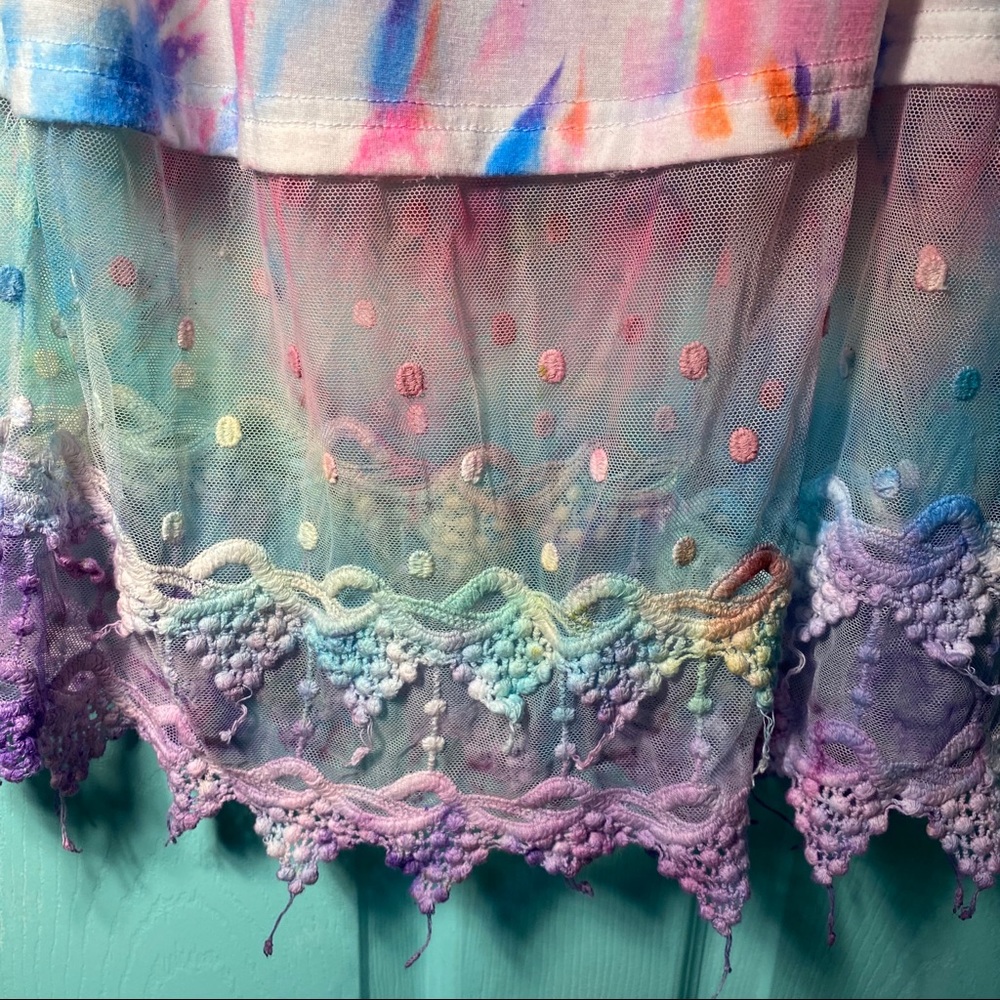 Rainbow tie dye camisole with lace on bottom - Picture 13 of 13